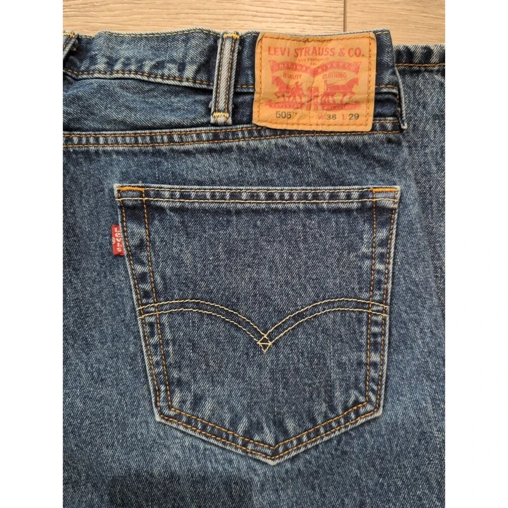LEVI'S 505 MENS JEANS SZ 38x29(36x29Actual)Blue Straight Regular MEDIUM Wash EUC